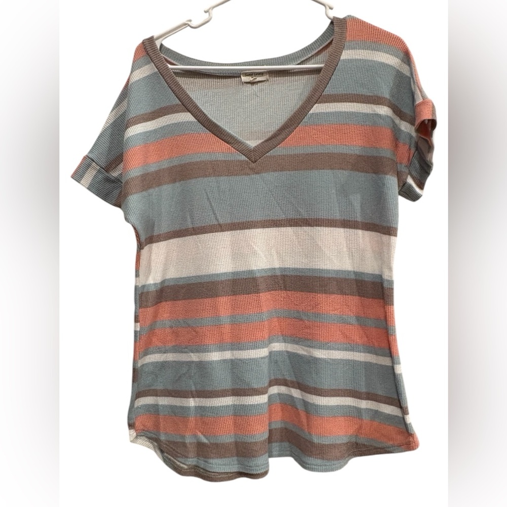 Striped Jersey Knit V-Neck by Sweet Lovely by Jen, Small